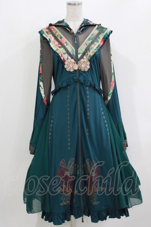 画像1: Ozz oneste / 和チャイナフードワンピース  グリーン H-26-03-18-005-OO-OP-KB-ZH (1)