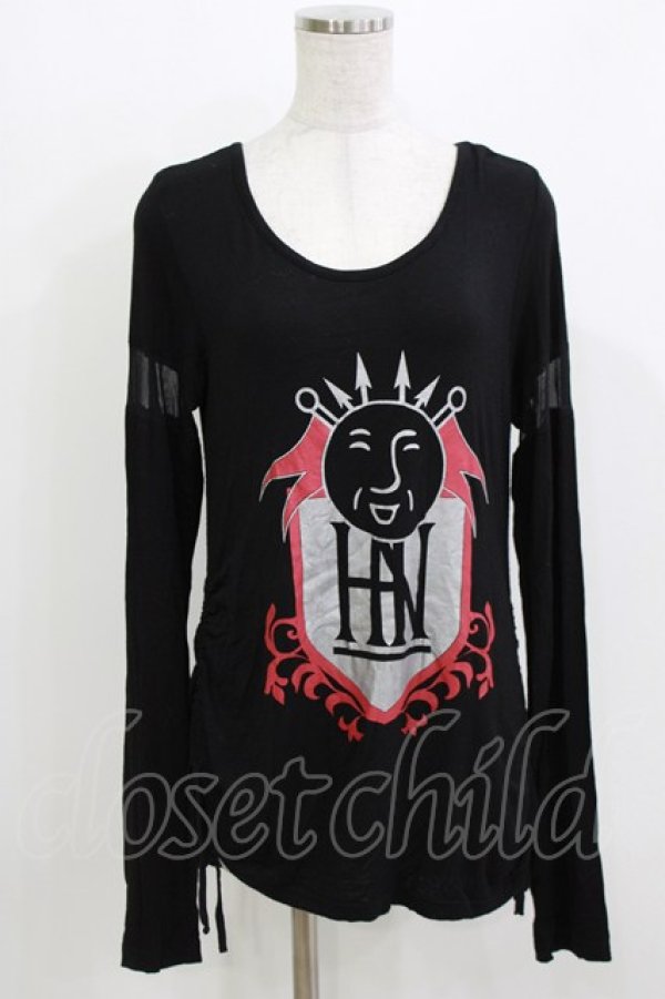 画像1: NAOTO SEVEN / プリントカットソー  黒 H-26-03-18-061-HN-TO-KB-ZH (1)