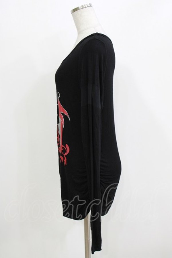 画像2: NAOTO SEVEN / プリントカットソー  黒 H-26-03-18-061-HN-TO-KB-ZH (2)