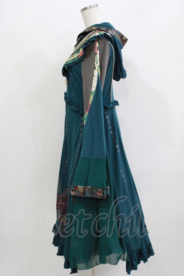 画像2: Ozz oneste / 和チャイナフードワンピース  グリーン H-26-03-18-005-OO-OP-KB-ZH (2)