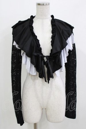 画像: NiNE. / 異素材切替フリルボレロ  黒×白 H-26-03-18-063-PU-TO-KB-ZH