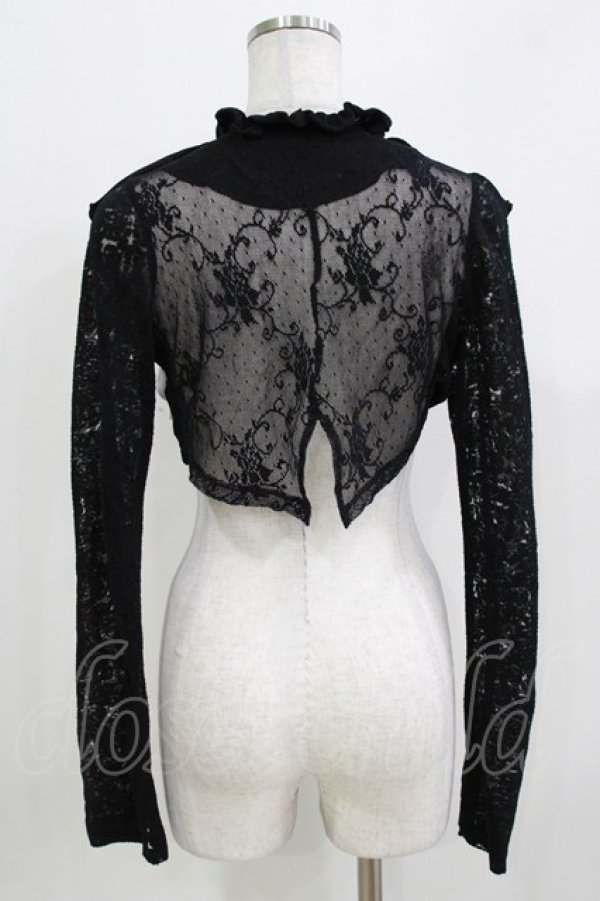 画像3: NiNE. / 異素材切替フリルボレロ  黒×白 H-26-03-18-063-PU-TO-KB-ZH (3)