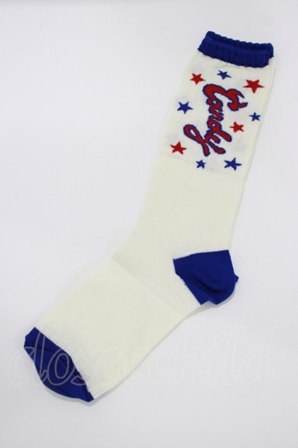 画像1: Candy Stripper / STAR BORDER SOX  オフ×赤×青 H-26-03-18-068-PU-ZA-KB-ZH (1)