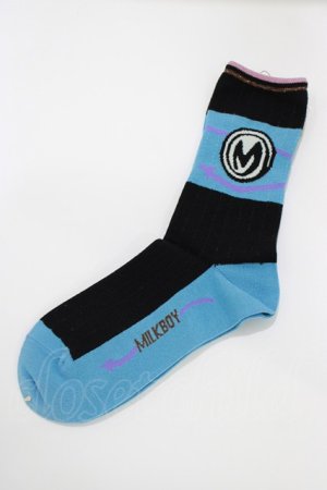 画像: MILKBOY / Arrow socks  黒×青 H-26-03-18-072-MB-ZA-KB-ZH