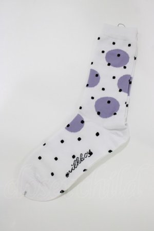 画像: MILKBOY / ポルカドットSOCKS  ホワイト×ラベンダーグレー×ブラ H-26-03-18-075-MB-ZA-KB-ZH