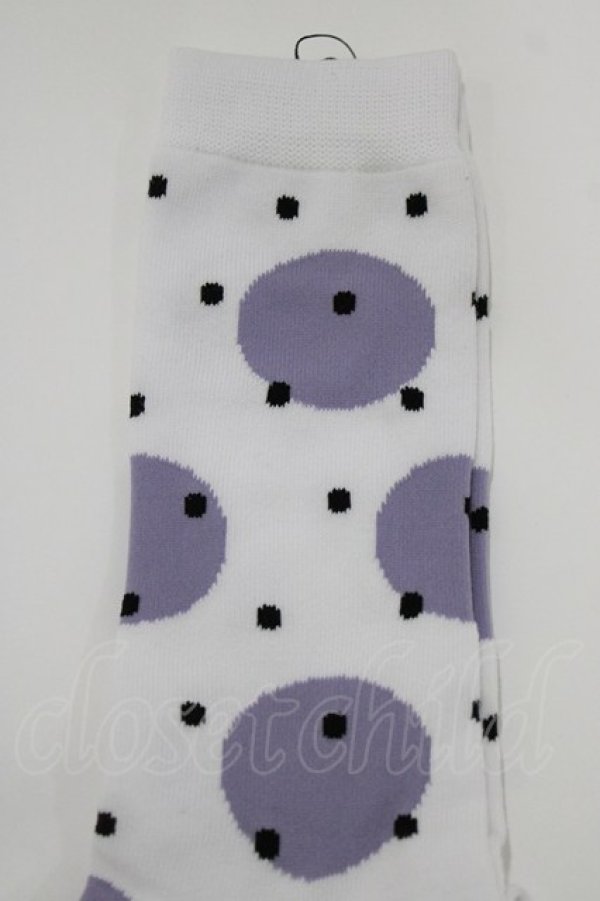 画像2: MILKBOY / ポルカドットSOCKS  ホワイト×ラベンダーグレー×ブラ H-26-03-18-075-MB-ZA-KB-ZH (2)