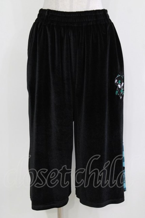 画像1: NieR Clothing / 2WAY SIDE ZIP PANTS  ブラックベロア×シエルチェック H-26-03-18-019-PU-PA-KB-ZH (1)