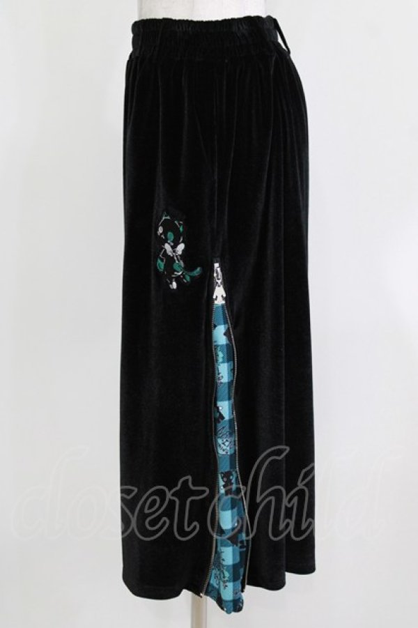 画像2: NieR Clothing / 2WAY SIDE ZIP PANTS  ブラックベロア×シエルチェック H-26-03-18-019-PU-PA-KB-ZH (2)