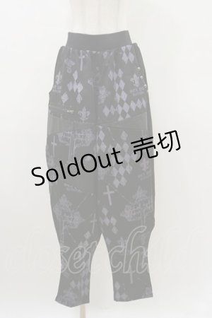 画像: SEX POT ReVeNGe / プリント切替サルエルパンツ  黒 H-26-03-20-039-SP-PA-KB-ZH