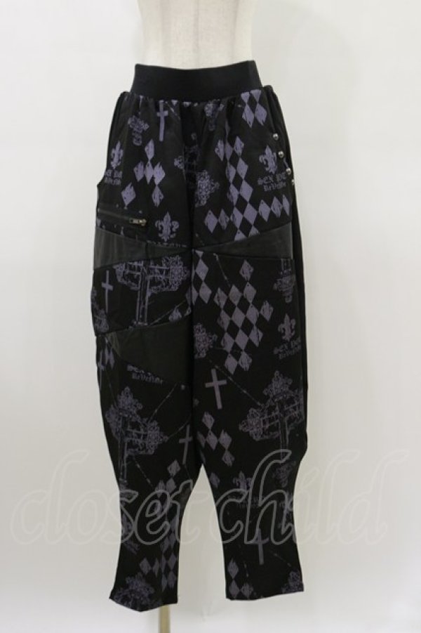 画像1: SEX POT ReVeNGe / プリント切替サルエルパンツ  黒 H-26-03-20-039-SP-PA-KB-ZH (1)