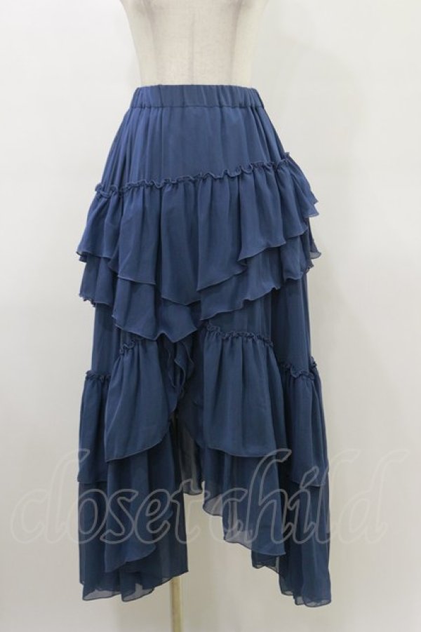 画像1: Sheglit / "Empress"ロングフリルスカート  ダルブルー H-26-03-20-045-EL-SK-KB-ZH (1)