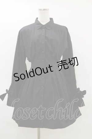 画像: pain / タックフレアシャツドレス  ブラック H-26-03-20-050-LO-OP-KB-ZH