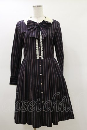 画像: Leur Getter / レジメンストライプワンピース  ネイビー H-26-03-20-052-LU-OP-KB-ZH