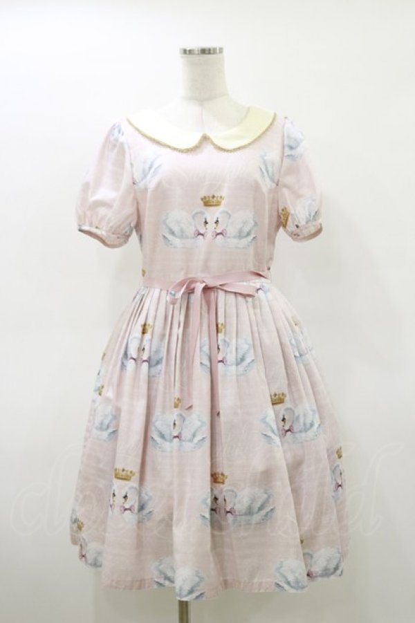 画像1: Leur Getter / Crown Swan袖付ワンピース M ピンク H-26-03-20-054-LU-OP-KB-ZH (1)