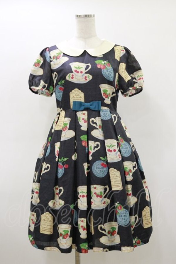 画像1: Leur Getter / フルーツティータイム袖付ワンピース M ネイビー H-26-03-20-055-LU-OP-KB-ZH (1)