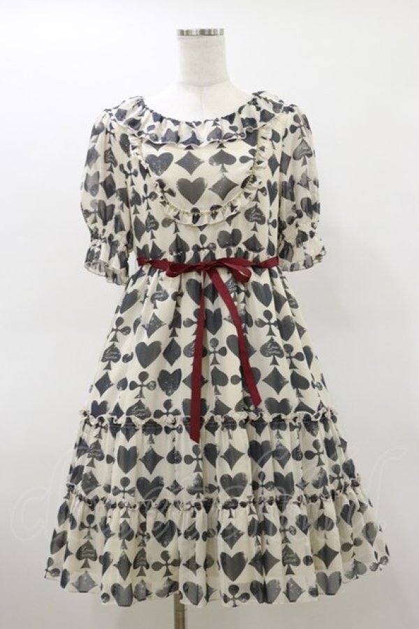 画像1: Leur Getter / トランプモチーフシフォンワンピース M アイボリー H-26-03-20-056-LU-OP-KB-ZH (1)