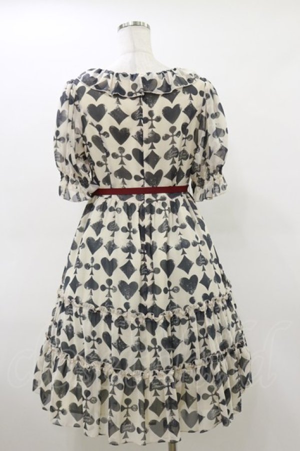 画像2: Leur Getter / トランプモチーフシフォンワンピース M アイボリー H-26-03-20-056-LU-OP-KB-ZH (2)