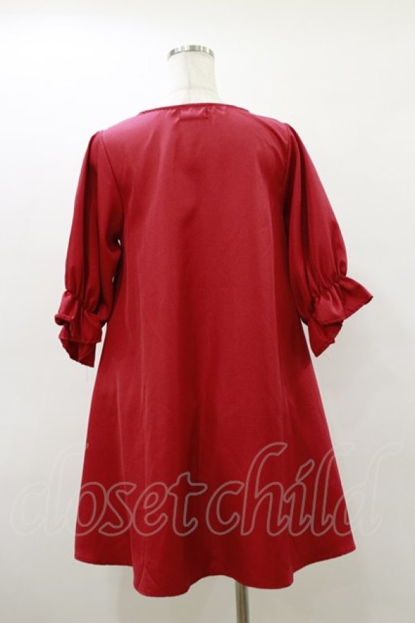 画像2: Drug Honey / パフスリーブワンピース  赤 H-26-03-20-062-PU-OP-KB-ZH (2)