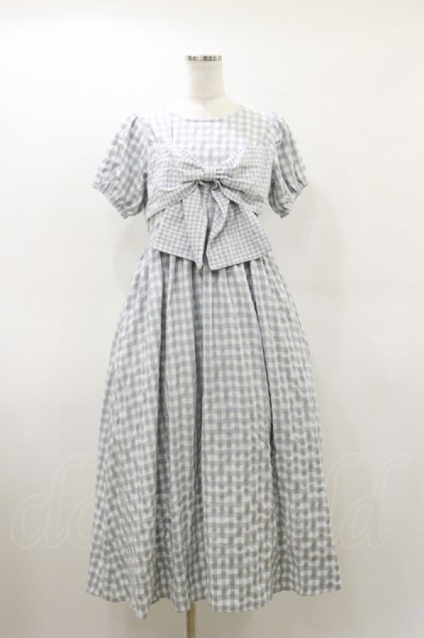 画像1: merry jenny / ギンガムリボンワンピース  アイスブルー H-26-03-20-063-LO-OP-KB-ZH (1)