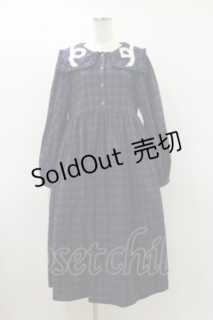 画像: merry jenny / スクエアカラーチェックワンピース  ネイビー H-26-03-20-064-LO-OP-KB-ZH