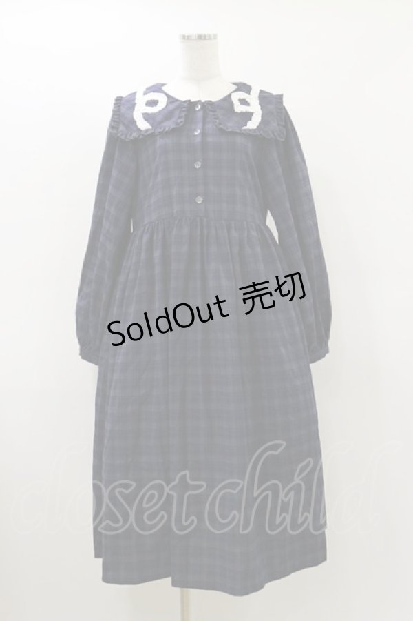 画像1: merry jenny / スクエアカラーチェックワンピース  ネイビー H-26-03-20-064-LO-OP-KB-ZH (1)