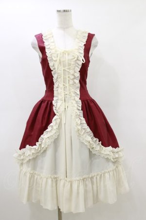 画像: ATELIER PIERROT / ジョーゼットフリルジャンパースカート  ワイン H-26-03-20-069-EL-OP-KB-ZH