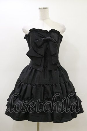 画像: ATELIER PIERROT / フロントリボン・ミニコルセットワンピース  ブラック H-26-03-20-070-EL-OP-KB-ZH