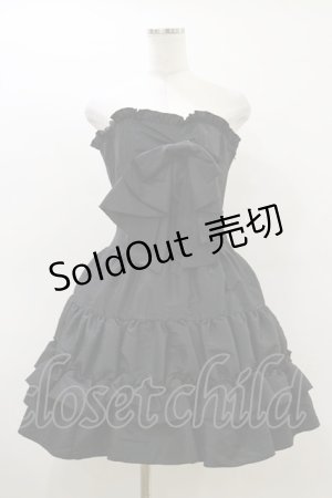 画像: ATELIER PIERROT / フロントリボン・ミニコルセットワンピース  ブラック H-26-03-20-070-EL-OP-KB-ZH