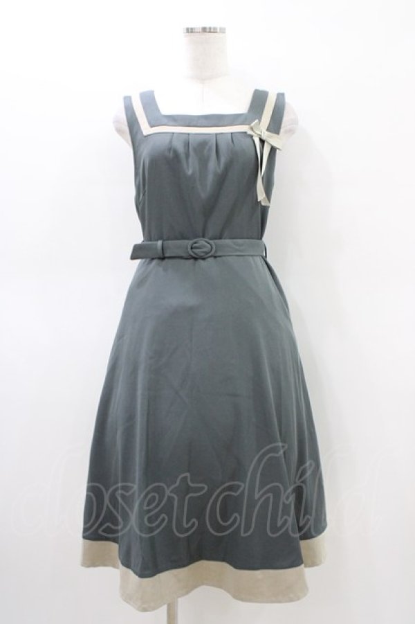 画像1: Fi.n.t / プレゼントリボンバイカラージャンパースカート Free グリーン H-26-03-20-1037-CA-OP-NS-ZH (1)