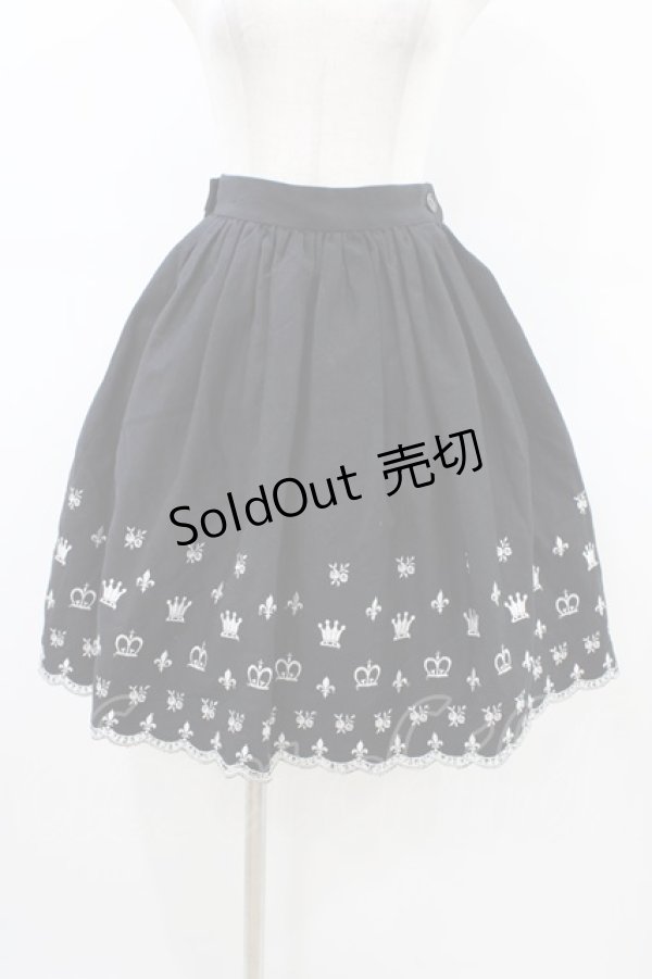 画像1: Innocent World / 王冠とユリ紋章のスカート Free ブラック H-26-03-20-1043-IW-SK-NS-ZH (1)