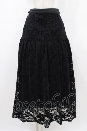 画像: an another angelus / フロッキーレースギャザースカート Free ブラック H-26-03-20-1047-CA-SK-NS-ZH