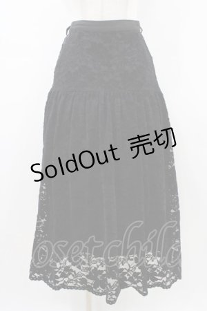 画像: an another angelus / フロッキーレースギャザースカート Free ブラック H-26-03-20-1047-CA-SK-NS-ZH