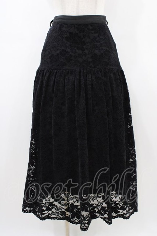 画像1: an another angelus / フロッキーレースギャザースカート Free ブラック H-26-03-20-1047-CA-SK-NS-ZH (1)