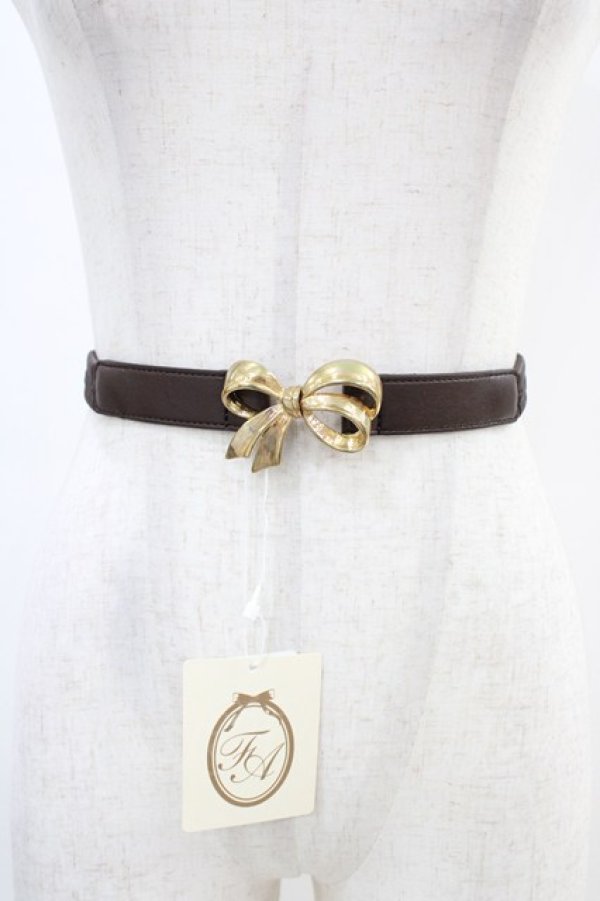 画像1: F&A / 多重リボンバックルゴムベルト  BROWN H-26-03-20-1009-LO-ZA-NS-ZH (1)