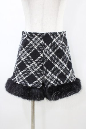 画像: Rilly emulie / Fur Check Short Pants Free ブラック H-26-03-20-1051-0-PA-NS-ZH