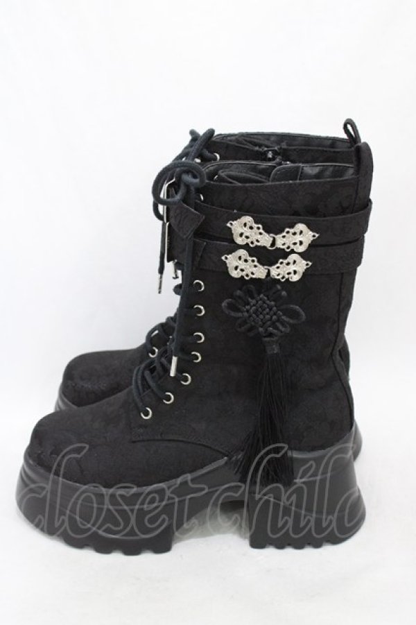 画像2: axes femme POETIQUE / チャイナ釦タンクソールブーツ M ブラック H-26-03-20-1001-AX-SH-NS-ZH (2)