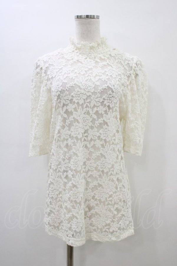 画像1: F&A / 総レースパワショル5分袖トップス Free IVORY H-26-03-20-1057-LO-TO-NS-ZH (1)