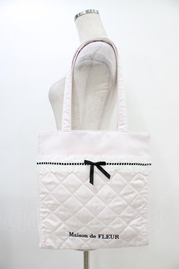 画像1: Maison de FLEUR / コットンフリルスクエアトート  ピンク H-26-03-20-1011-LO-BG-NS-ZH (1)