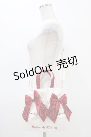 画像: Maison de FLEUR / ガトーフレーズダブルリボン2Wayトート  オフ/レッド H-26-03-20-1012-LO-BG-NS-ZH