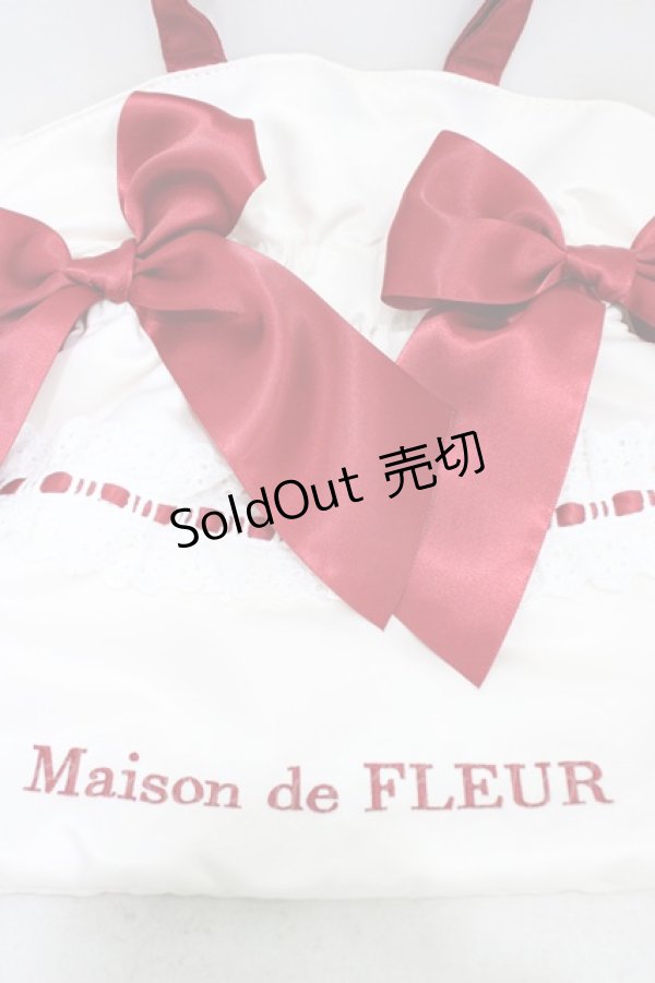 画像3: Maison de FLEUR / ガトーフレーズダブルリボン2Wayトート  オフ/レッド H-26-03-20-1012-LO-BG-NS-ZH (3)