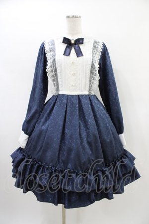 画像: Pina sweetcollection / ローズジャガードワンピース Free ネイビー H-26-03-20-1020-LO-OP-NS-ZH