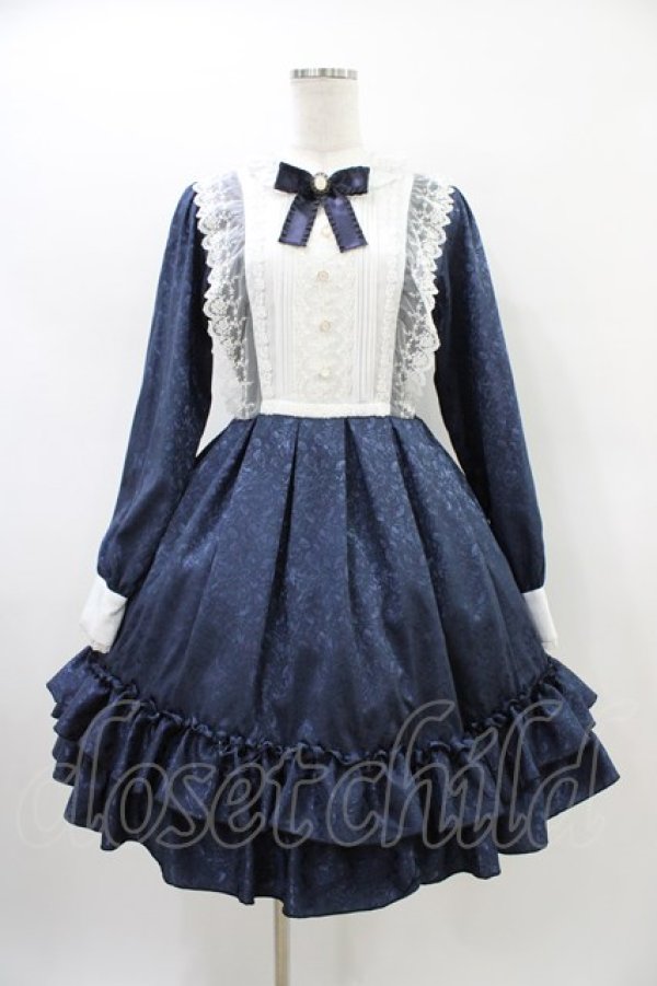 画像1: Pina sweetcollection / ローズジャガードワンピース Free ネイビー H-26-03-20-1020-LO-OP-NS-ZH (1)