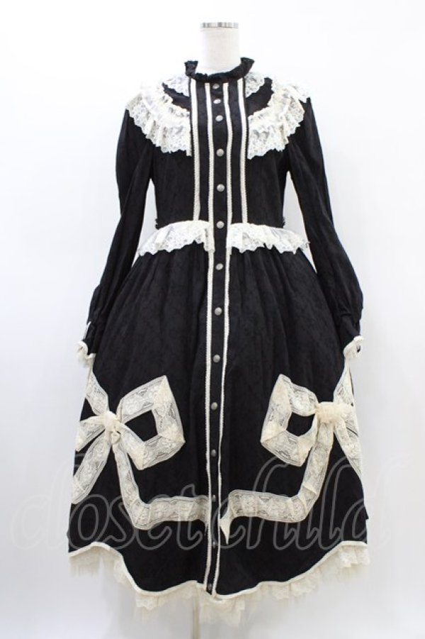 画像1: Hoshibako Works / リボンフローラコットンレースロングワンピース M ブラック H-26-03-20-1021-LO-OP-NS-ZH (1)