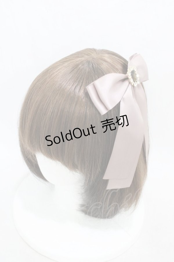 画像1: Maison de FLEUR / ビジューサテンリボンバレッタ  モーブ H-26-03-20-1004-LO-AC-NS-ZH (1)