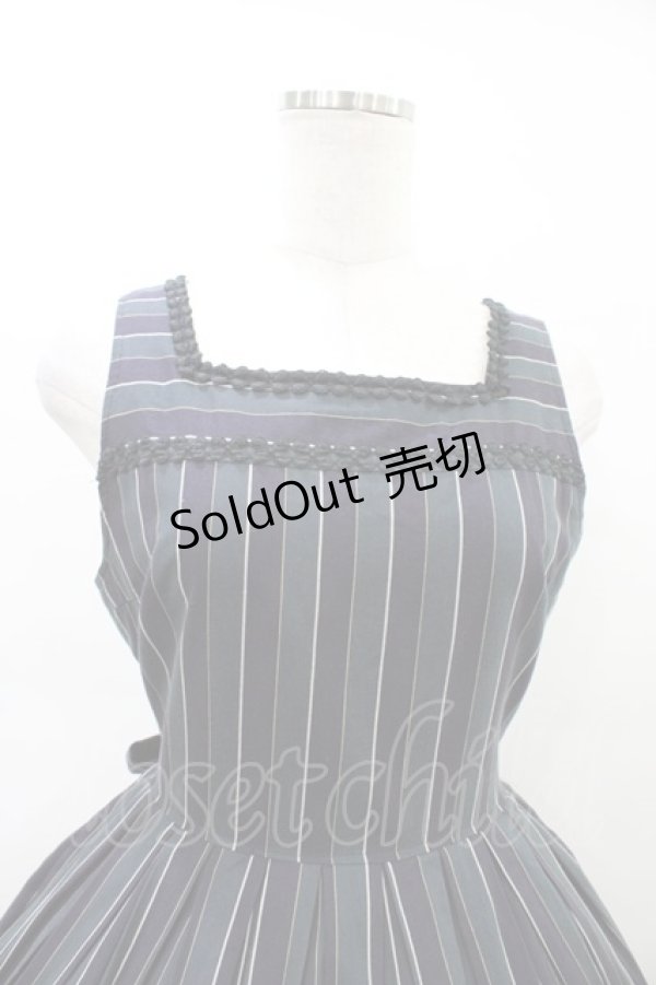 画像4: Cornet / レジメンタルストライプジャンパースカート Free ネイビー/グリーン H-26-03-20-1023-LO-OP-NS-ZH (4)