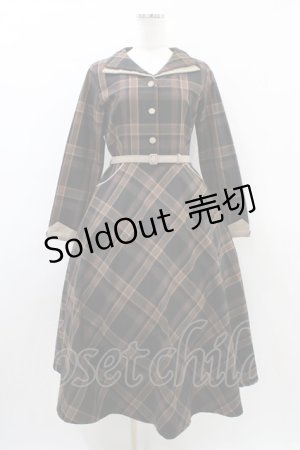 画像: an another angelus / ダブルオープンカラーチェックワンピース Free ブラウン H-26-03-20-1027-CA-OP-NS-ZH