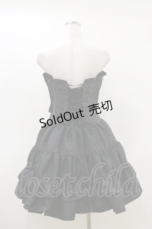 画像2: ATELIER PIERROT / フロントリボン・ミニコルセットワンピース  ブラック H-26-03-20-070-EL-OP-KB-ZH (2)