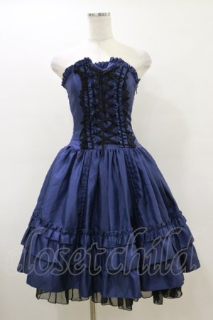 画像: ATELIER PIERROT / バッスルコルセットワンピース  ブルー H-26-03-20-071-EL-OP-KB-ZH