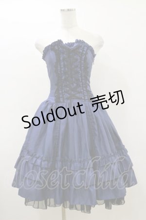 画像: ATELIER PIERROT / バッスルコルセットワンピース  ブルー H-26-03-20-071-EL-OP-KB-ZH