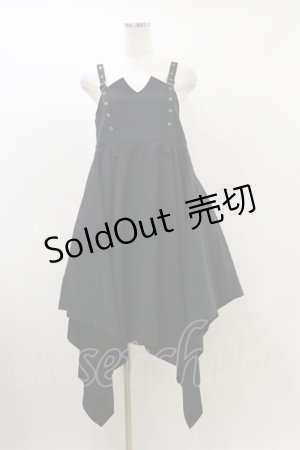 画像: elements,H / ベルトストラップイレギュラーワンピース  ブラック H-26-03-20-073-PU-OP-KB-ZH